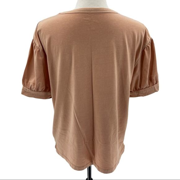 Universal Thread Women's Peach Scoop Neck Puff Sleeve T-Shirt Size M - Picture 3 of 8